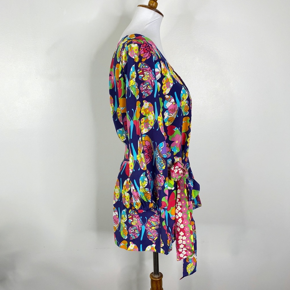 RARE NWT Lilly Pulitzer Bright Navy Out There Butterfly Silk Tunic Top XL - Picture 4 of 16